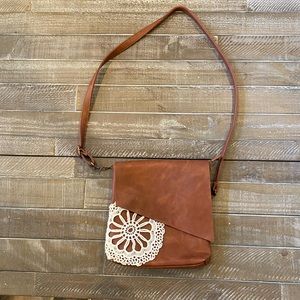 Brown Floral Satchel Bag